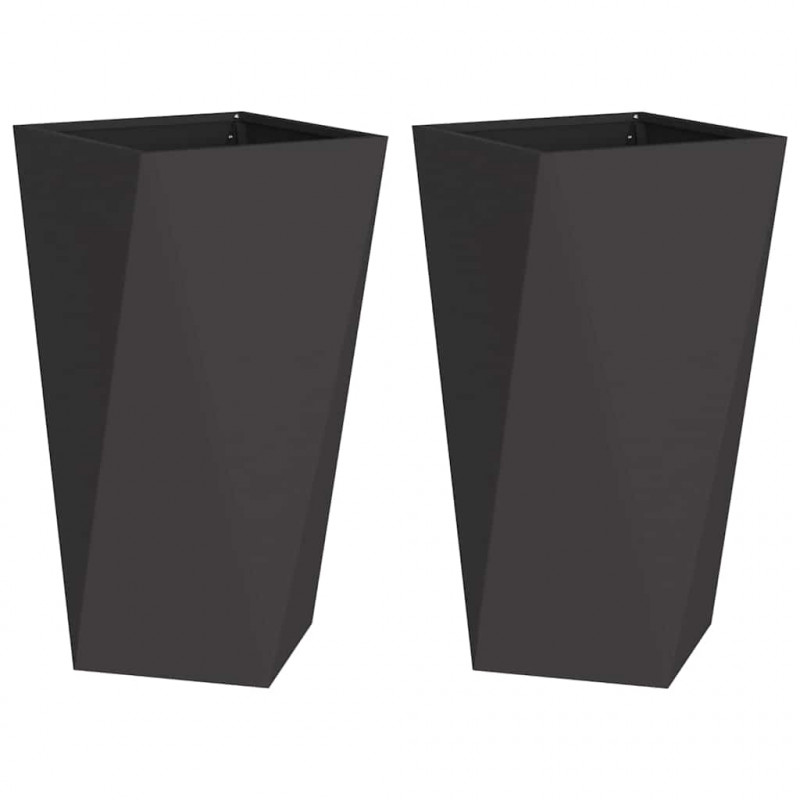 Donica 2 pcs Czarny 40 x 40 x 75 cm Stal