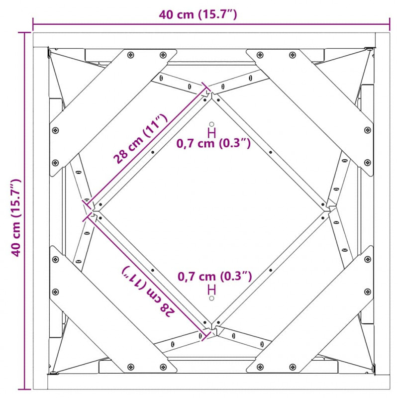 Donica 2 pcs Czarny 40 x 40 x 75 cm Stal