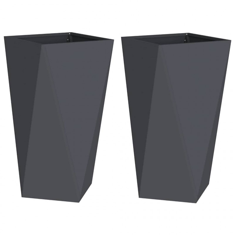 Donica 2 pcs Antracyt 40 x 40 x 75 cm Stal