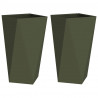 Donica 2 pcs Zielony oliwkowy 40 x 40 x 75 cm Stal