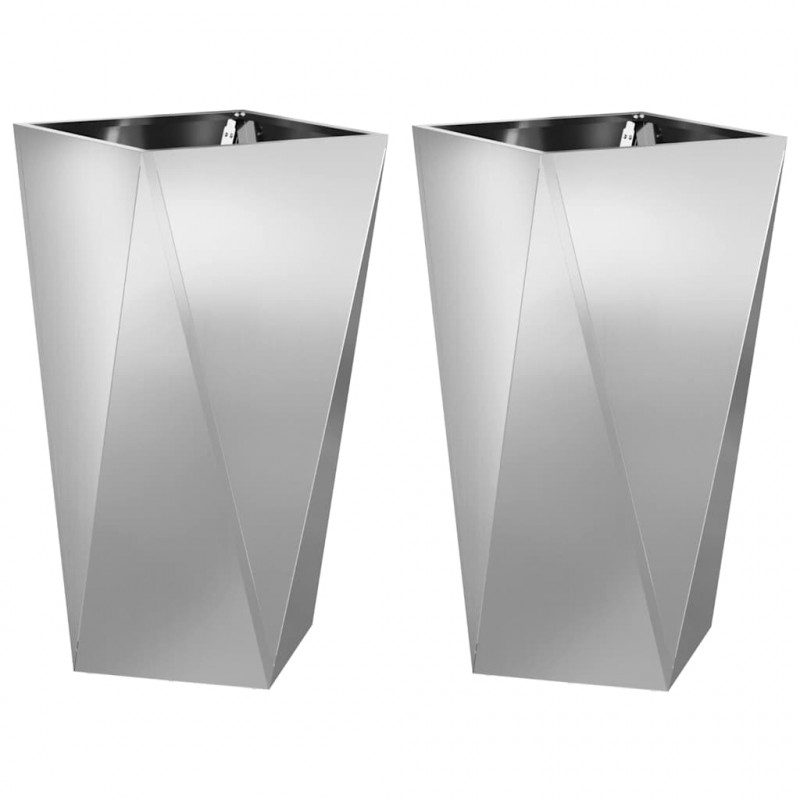 Donica 2 pcs Srebrny 40 x 40 x 75 cm Stal Galwanizowana