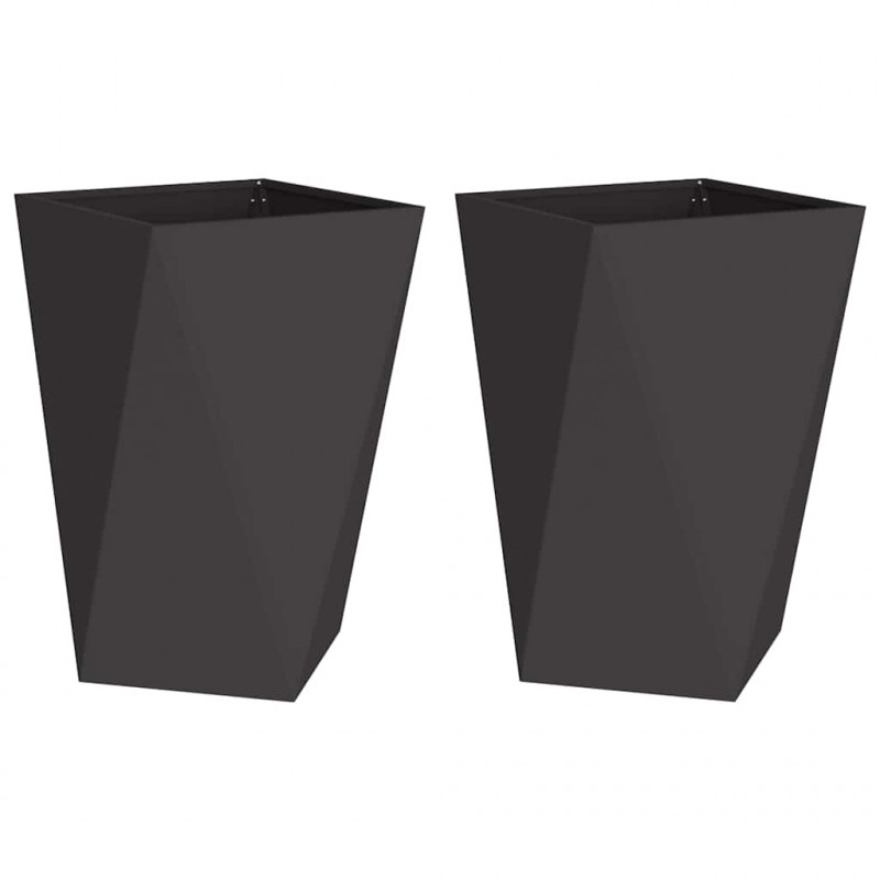 Donica 2 pcs Czarny 50 x 50 x 75 cm Stal