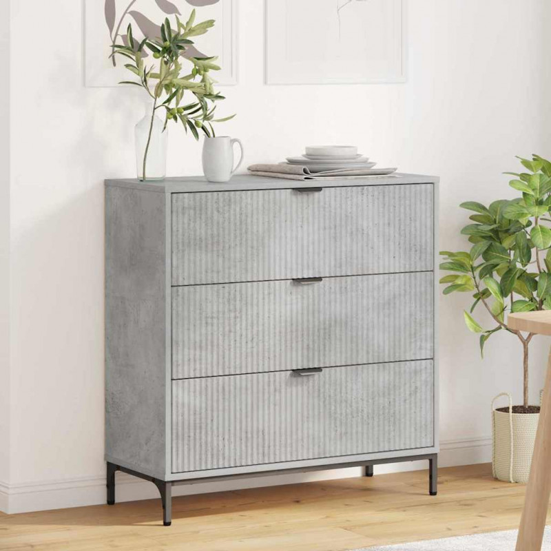 Bufet Betonowy szary 79,5 x 33 x 82 cm Materiał drewnopochodny