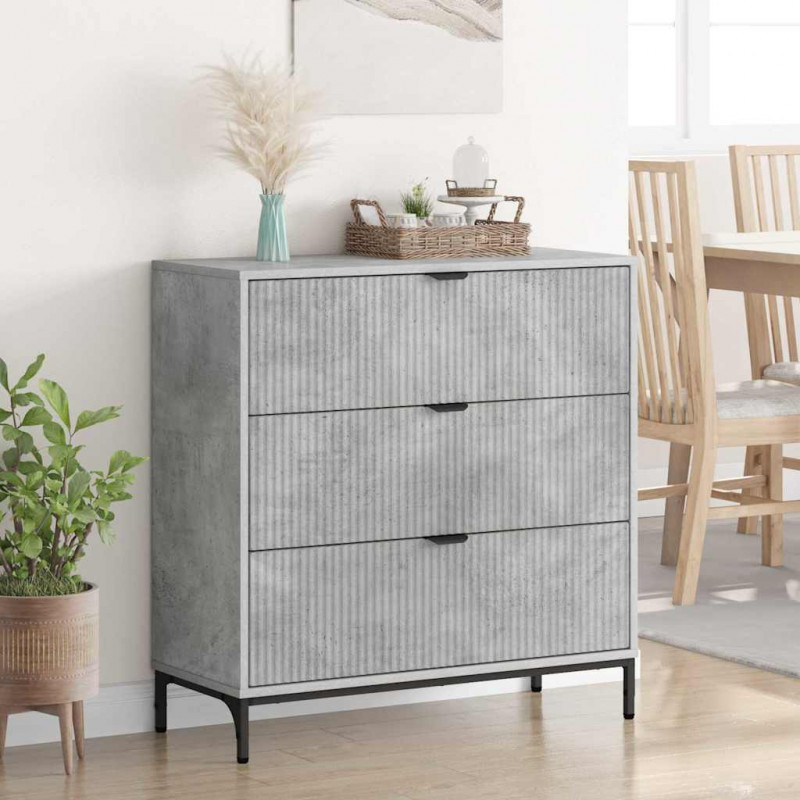 Bufet Betonowy szary 79,5 x 33 x 82 cm Materiał drewnopochodny