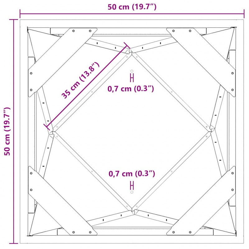 Donica Antracyt 50 x 50 x 75 cm Stal