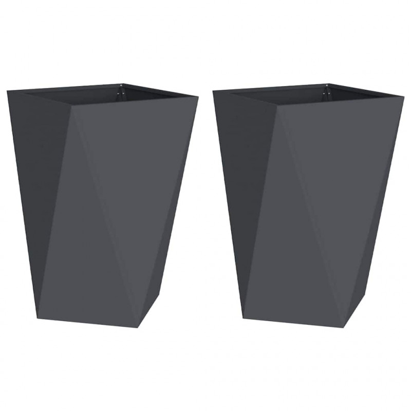 Donica 2 pcs Antracyt 50 x 50 x 75 cm Stal