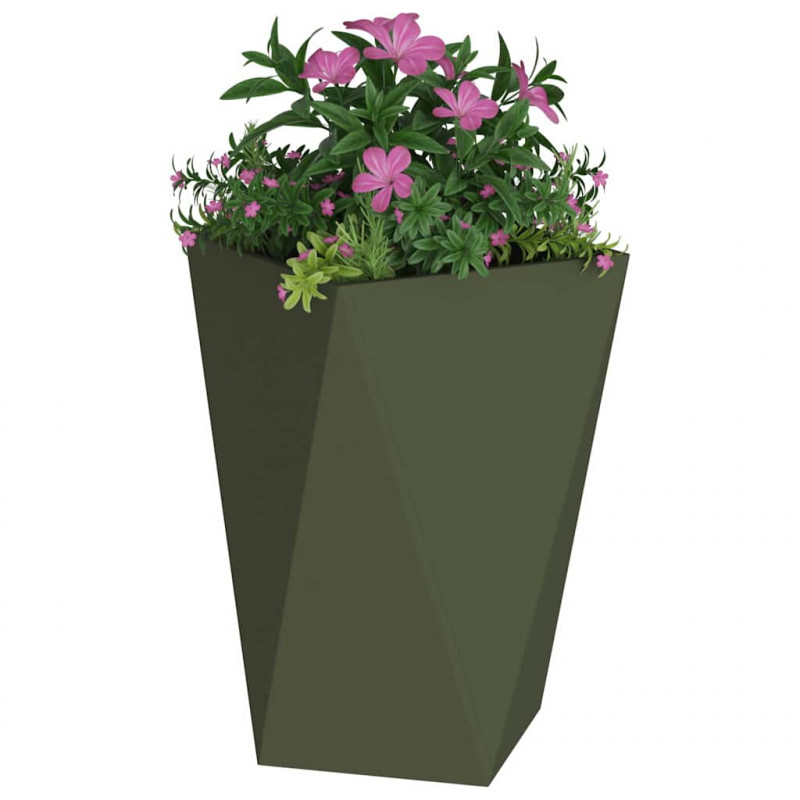 Donica 2 pcs Zielony oliwkowy 50 x 50 x 75 cm Stal