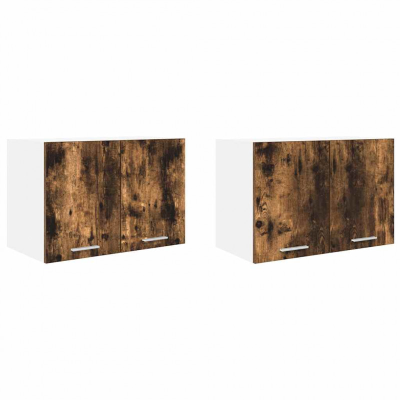Szafka wisząca 2 pcs Wędzony dąb i biały 60 x 31 x 40 cm