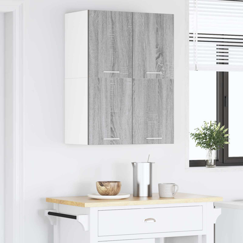Szafka wisząca 2 pcs Szary Sonoma i Biały 60 x 31 x 40 cm