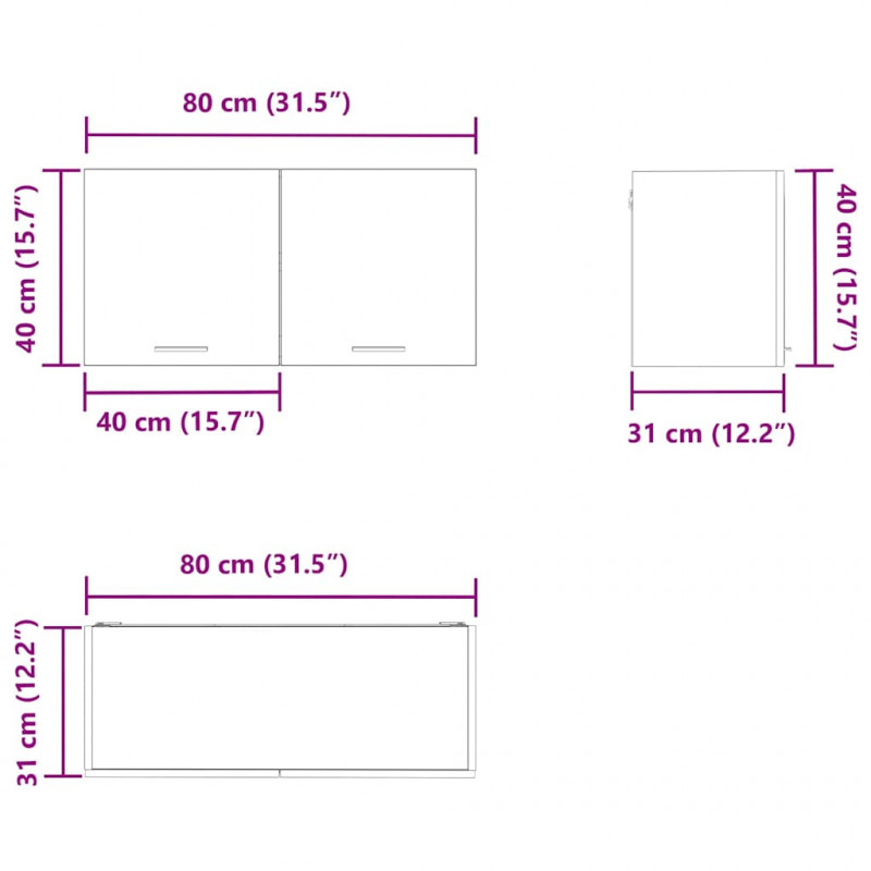 Szafka wisząca Biały 80 x 31 x 40 cm Materiał drewnopochodny