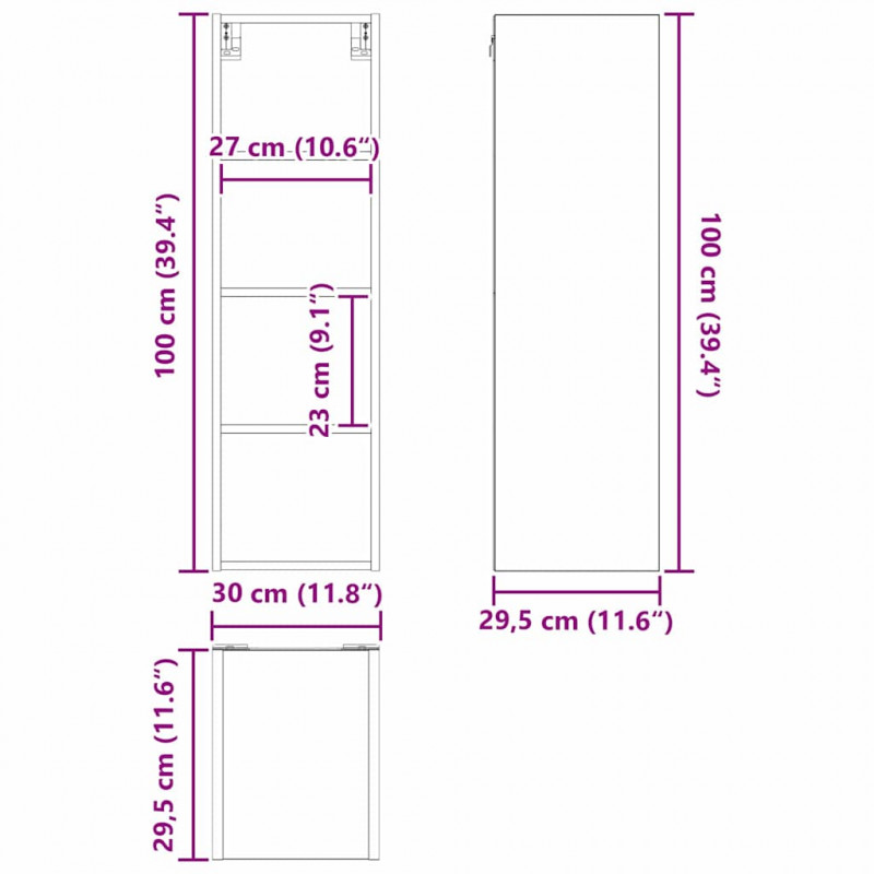 Szafka wisząca Biały 30 x 29,5 x 100 cm Materiał drewnopochodny