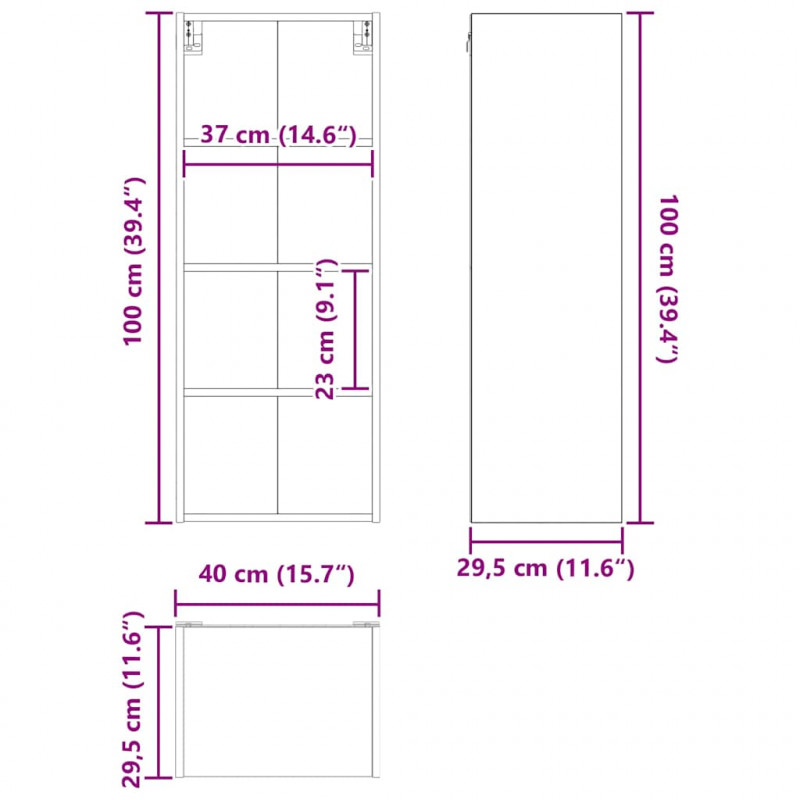Szafka wisząca Betonowy szary 40 x 29,5 x 100 cm