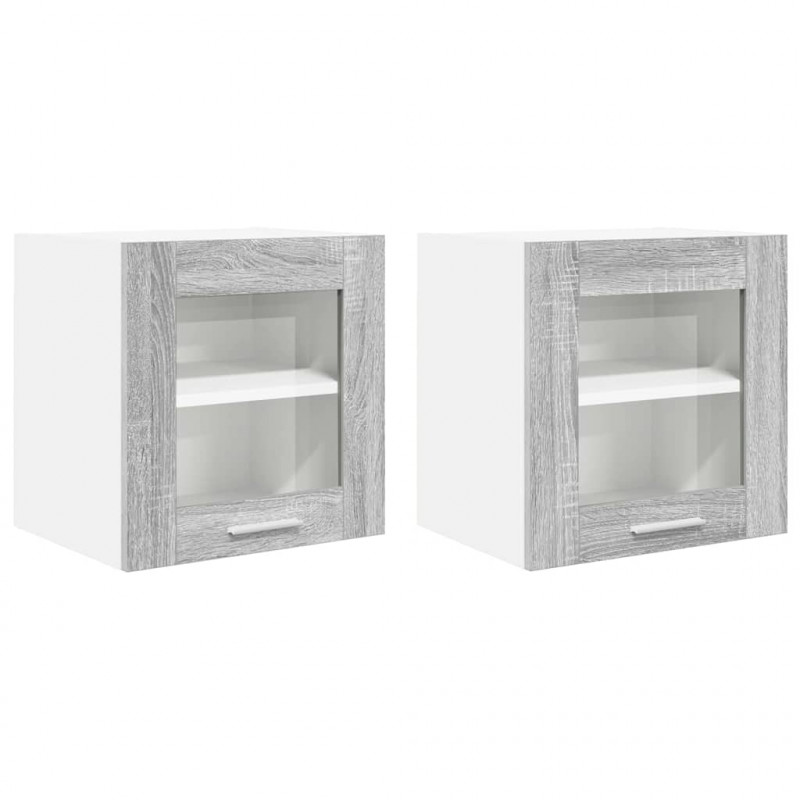 Szafka wisząca z drzwiami 2 pcs Szary Sonoma 40 x 31 x 40 cm