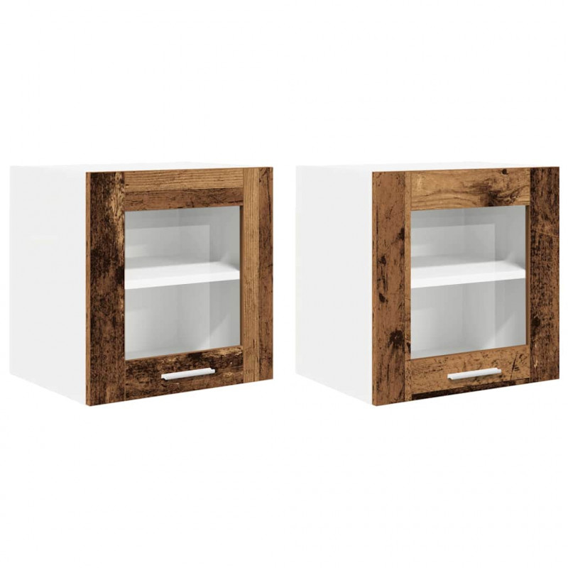 Szafka wisząca z drzwiami 2 pcs Stare drewno 40 x 31 x 40 cm