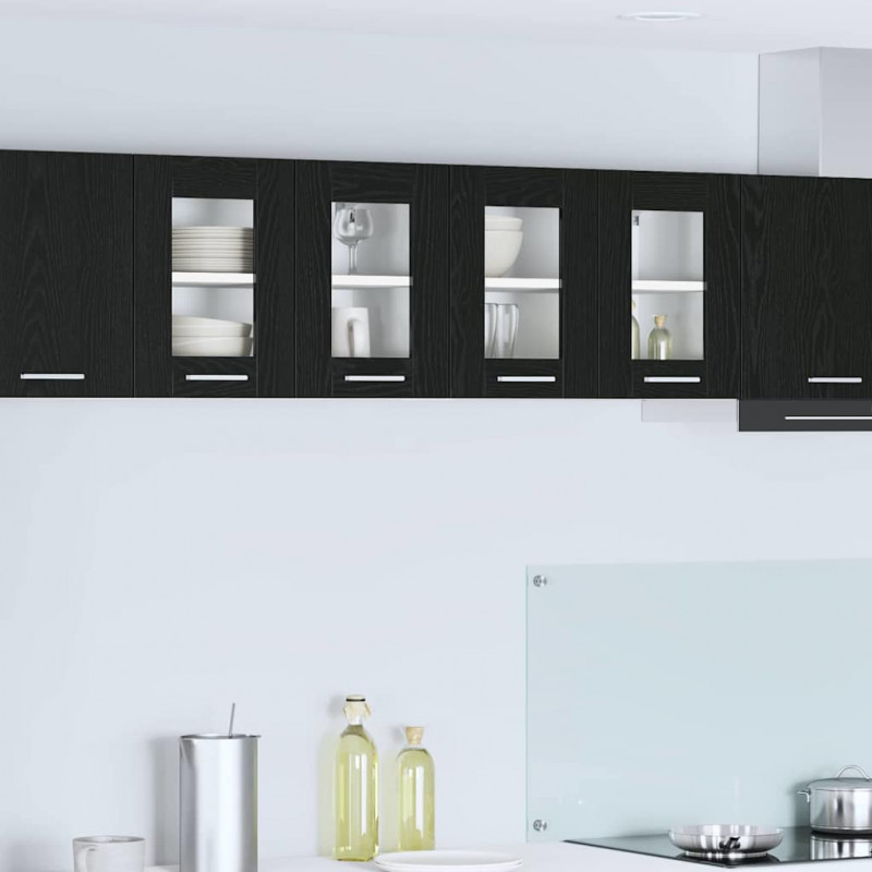 Szafka wisząca z drzwiami 2 pcs Czarny Dąb 60 x 31 x 40 cm