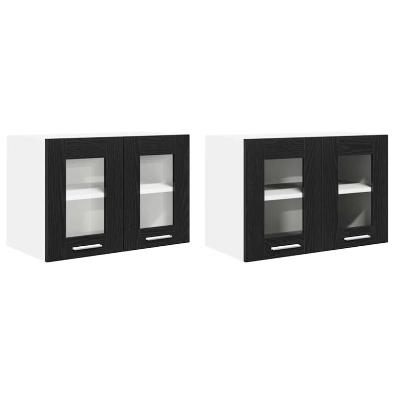 Szafka wisząca z drzwiami 2 pcs Czarny Dąb 60 x 31 x 40 cm