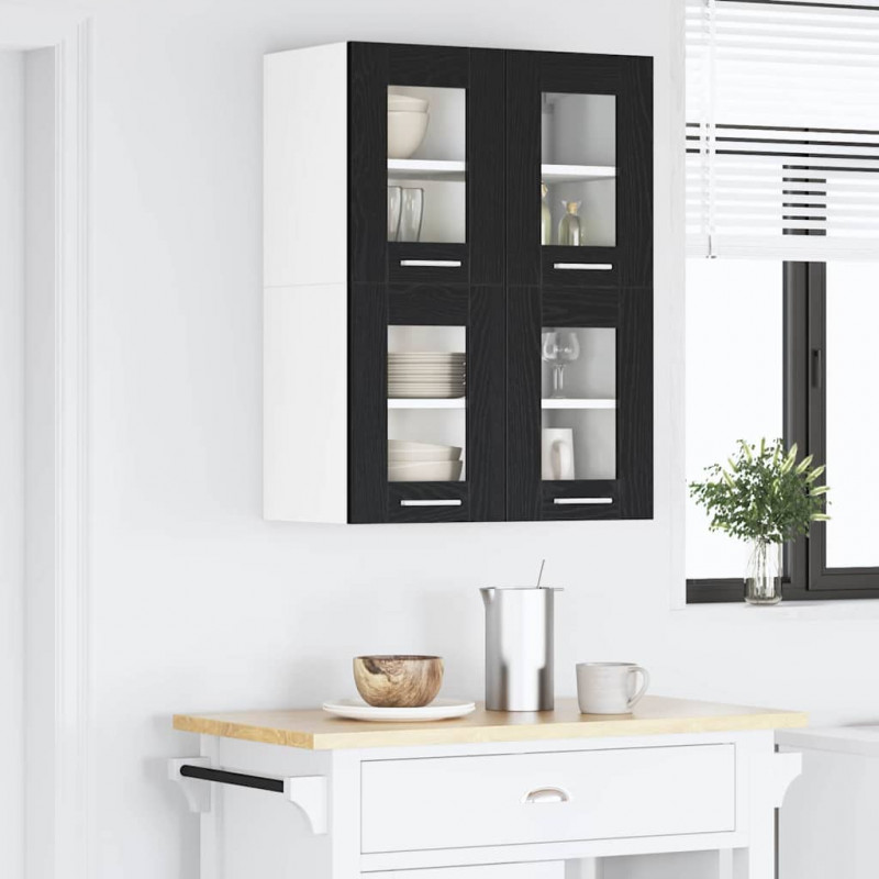 Szafka wisząca z drzwiami 2 pcs Czarny Dąb 60 x 31 x 40 cm