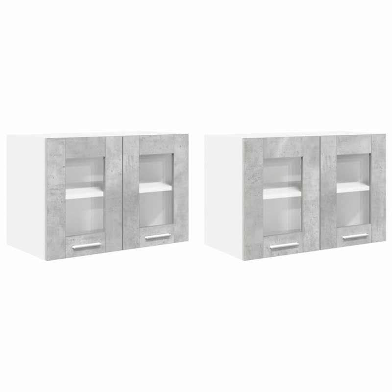 Szafka wisząca z drzwiami 2 pcs Betonowy szary 60 x 31 x 40 cm