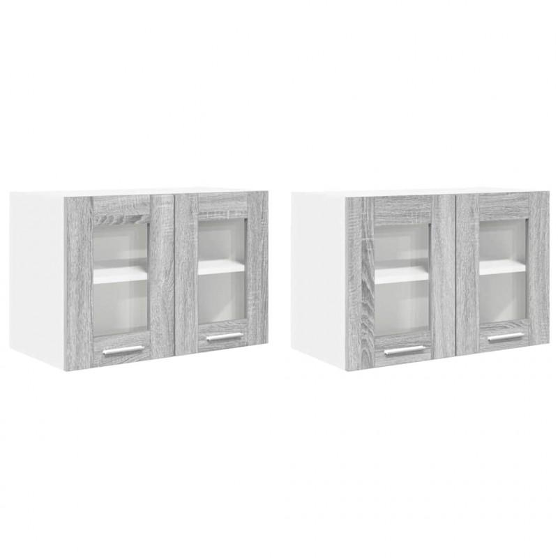 Szafka wisząca z drzwiami 2 pcs Szary Sonoma 60 x 31 x 40 cm