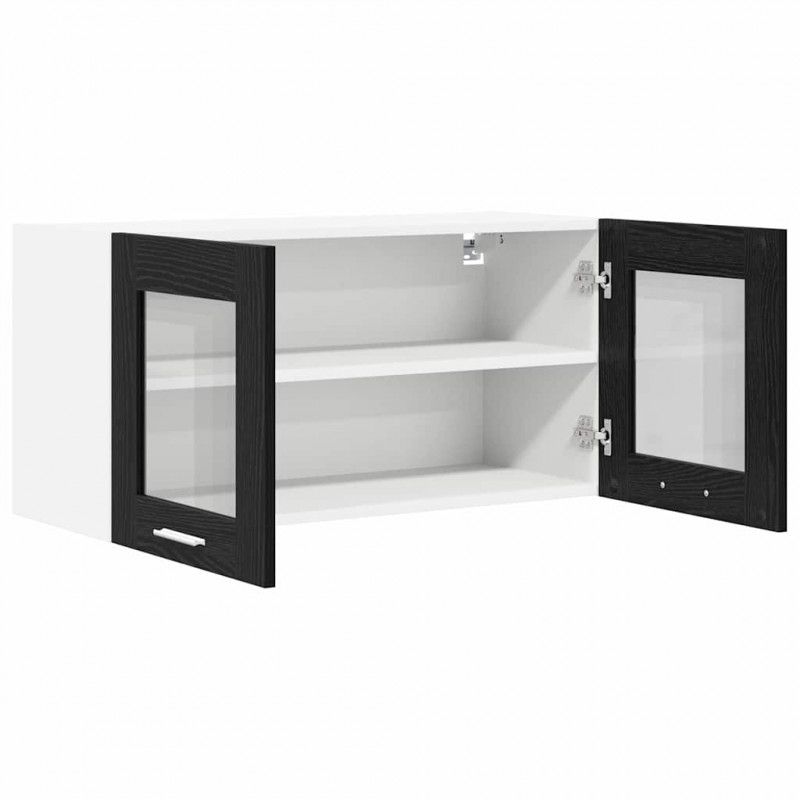 Szafka wisząca z drzwiami Czarny Dąb i Biały 80 x 31 x 40 cm