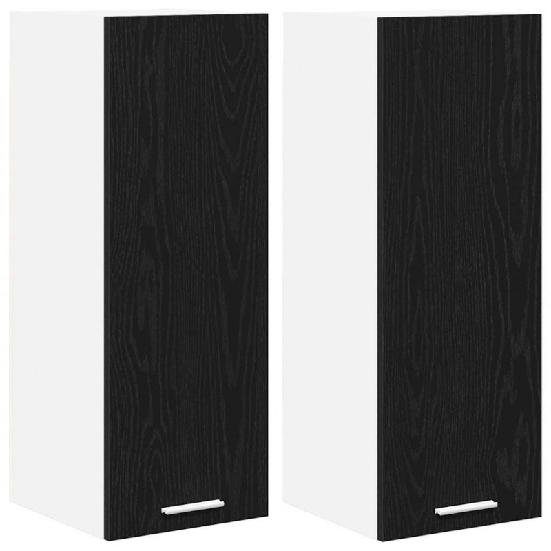 Szafka wisząca 2 pcs Czarny Dąb i Biały 30 x 31 x 80 cm