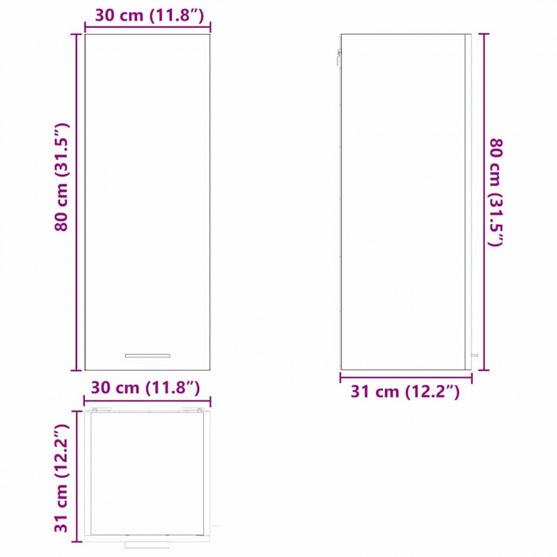 Szafka wisząca 2 pcs Dąb Sonoma i Biały 30 x 31 x 80 cm
