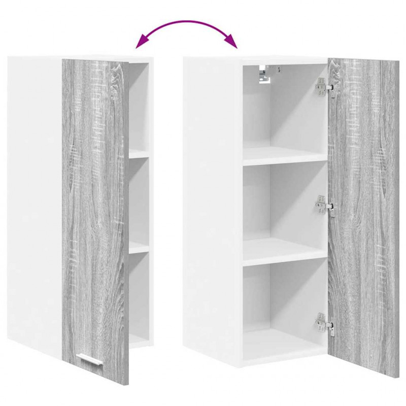Szafka wisząca 2 pcs Szary Sonoma i Biały 30 x 31 x 80 cm