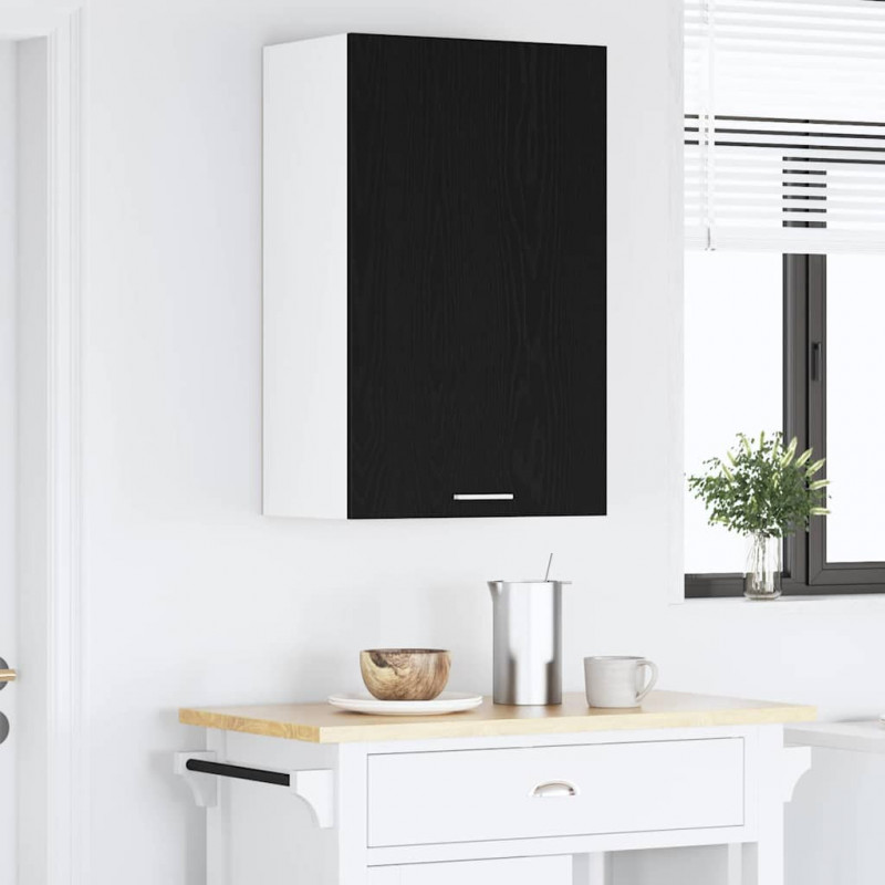 Szafka wisząca z drzwiami Czarny Dąb i Biały 50 x 31 x 80 cm