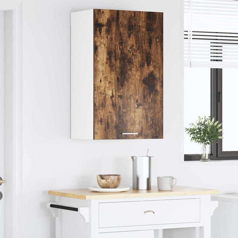 Szafka wisząca z drzwiami Wędzony dąb i biały 50 x 31 x 80 cm