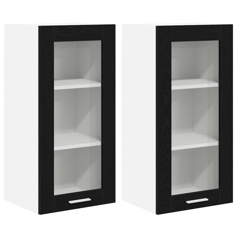 Szafka wisząca z drzwiami 2 pcs Czarny Dąb 40 x 31 x 80 cm