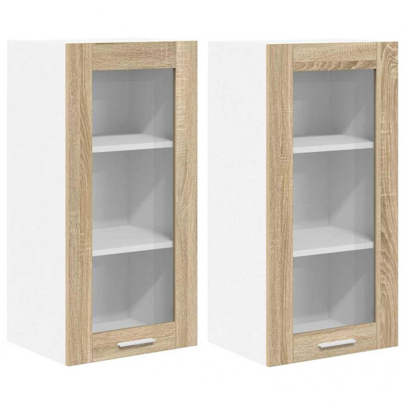 Szafka wisząca z drzwiami 2 pcs Dąb Sonoma 40 x 31 x 80 cm