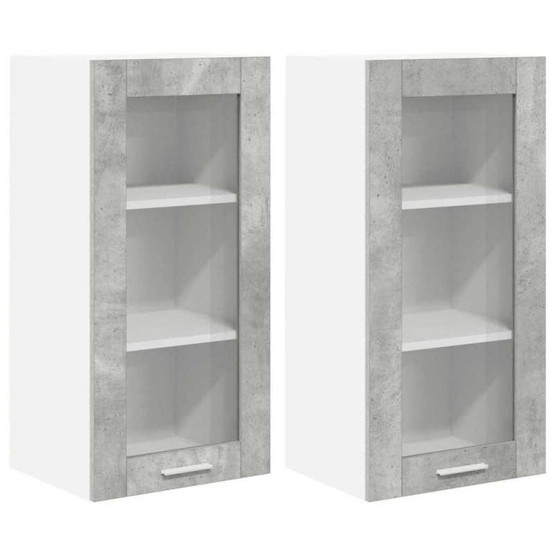 Szafka wisząca z drzwiami 2 pcs Betonowy szary 40 x 31 x 80 cm
