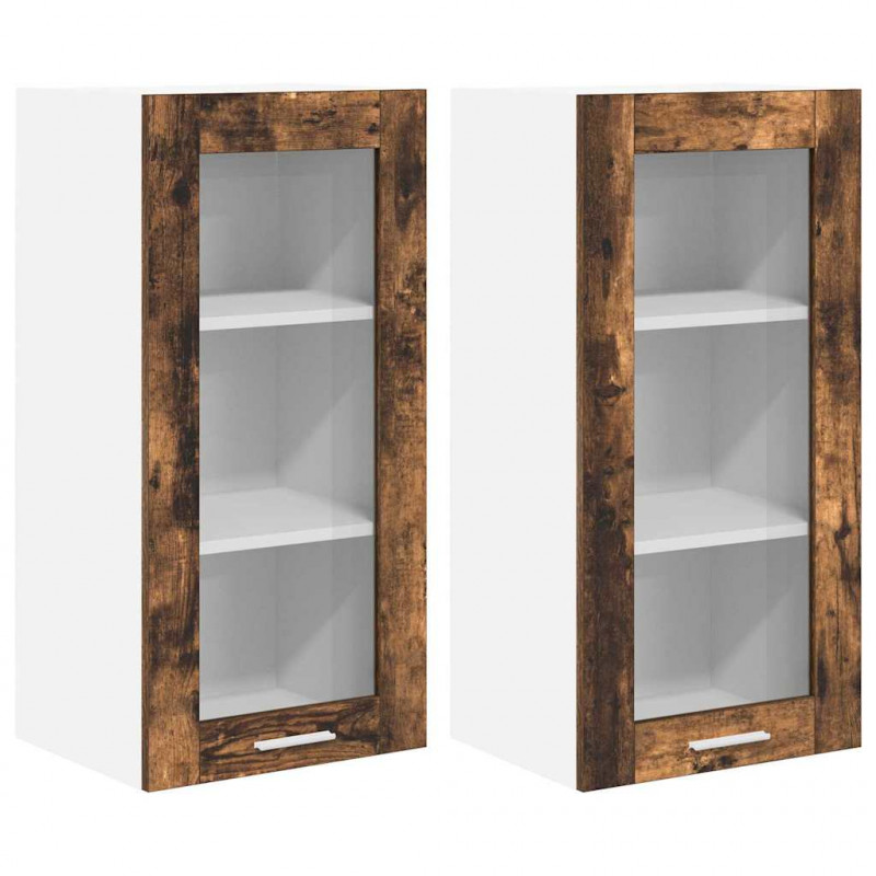 Szafka wisząca z drzwiami 2 pcs Dąb wędzony 40 x 31 x 80 cm