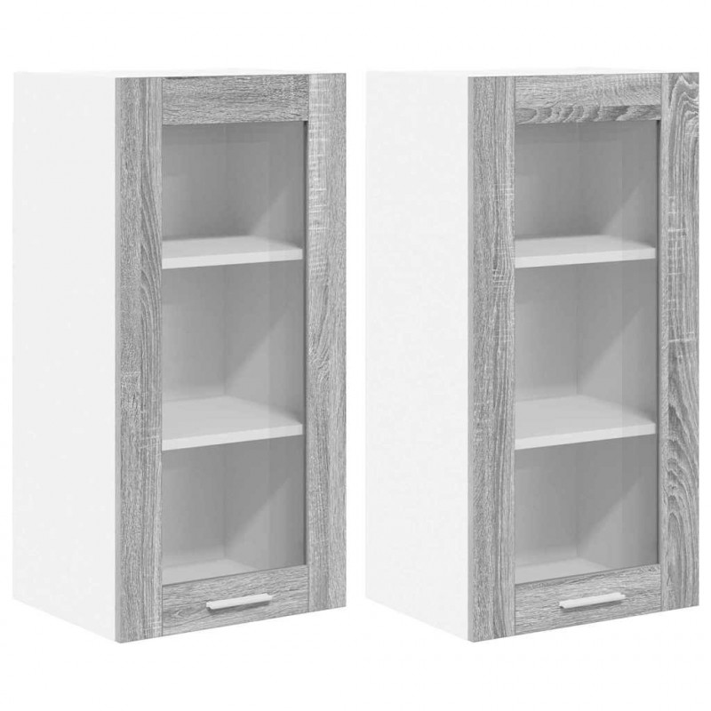 Szafka wisząca z drzwiami 2 pcs Szary Sonoma 40 x 31 x 80 cm