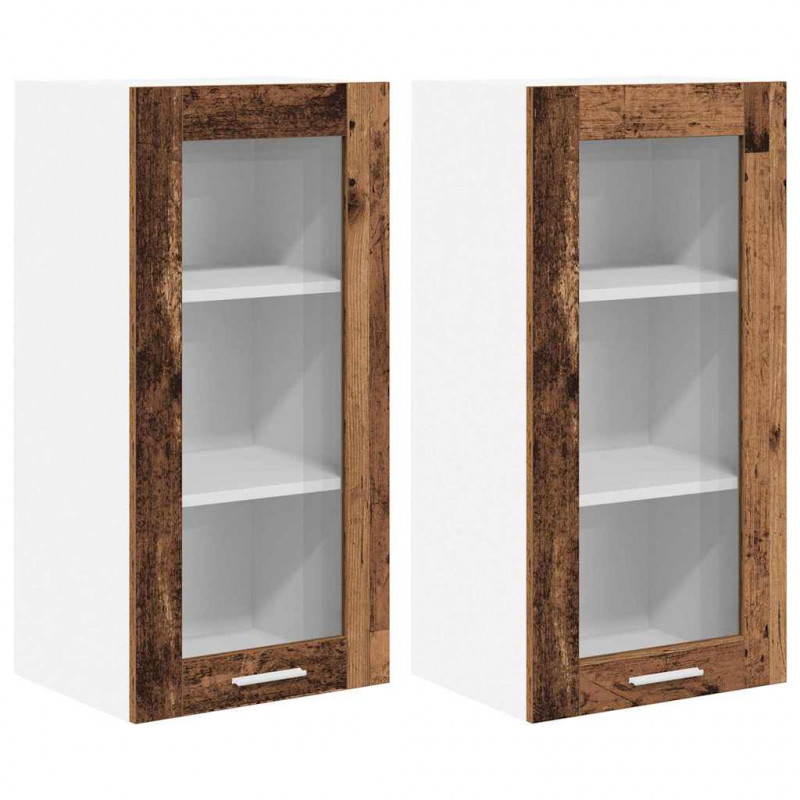 Szafka wisząca z drzwiami 2 pcs Stare drewno 40 x 31 x 80 cm