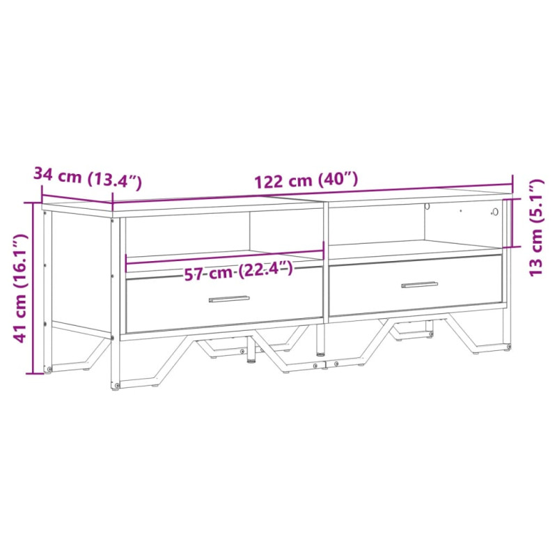 Szafka pod TV, dąb sonoma, 122x34x41 cm materiał drewnopochodny