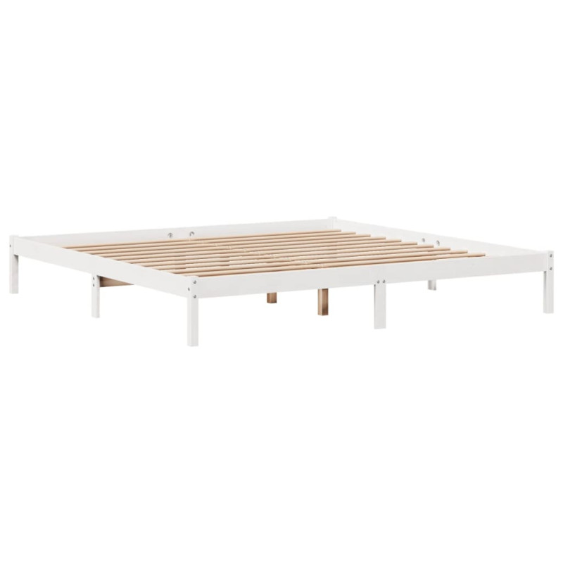Rama łóżka bez materaca, biała, 180x200 cm, lite drewno sosnowe