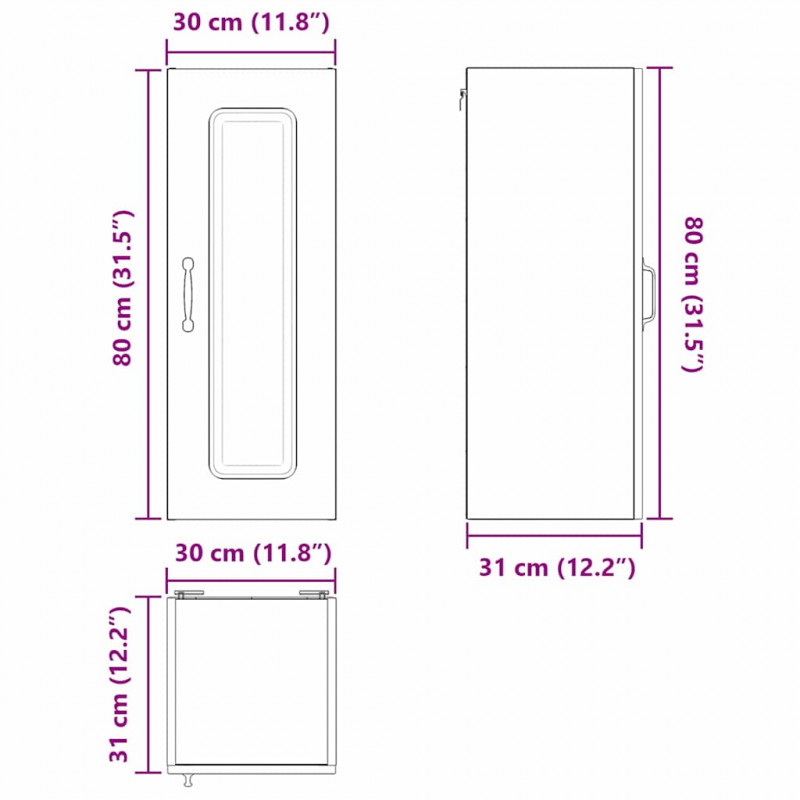 Szafka kuchenna Kalmar 2 pcs Betonowy szary 30 x 31 x 80 cm
