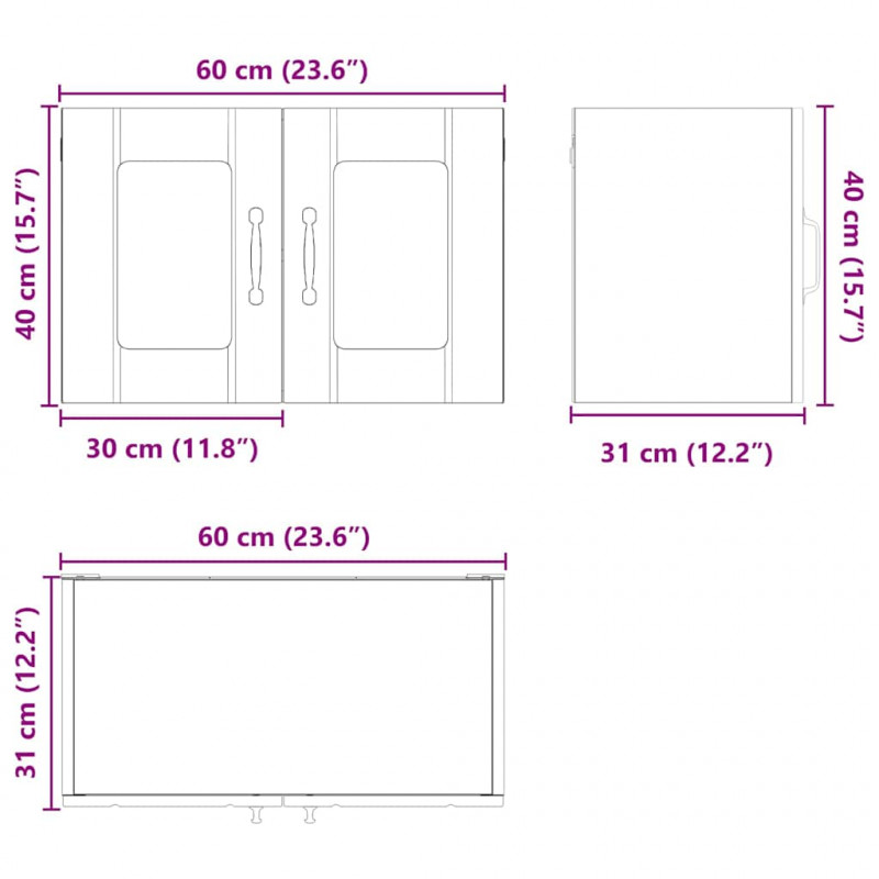 Szafka kuchenna 2 pcs Czarny 60 x 31 x 40 cm