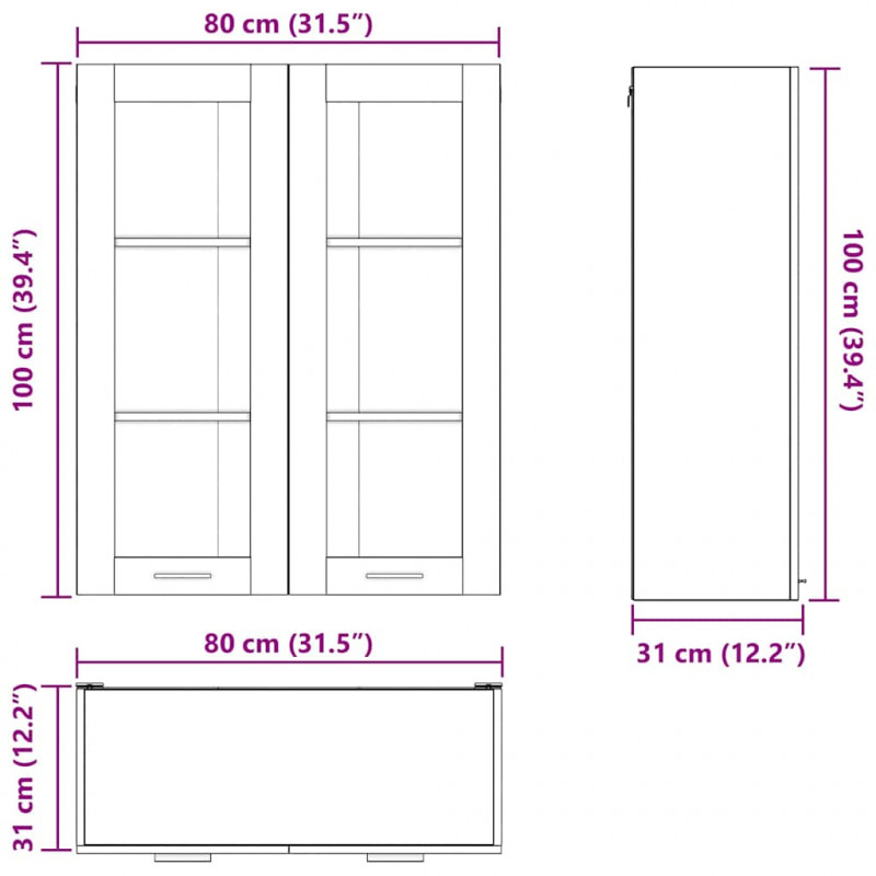 Szafka wisząca Biały 80 x 31 x 100 cm Materiał drewnopochodny