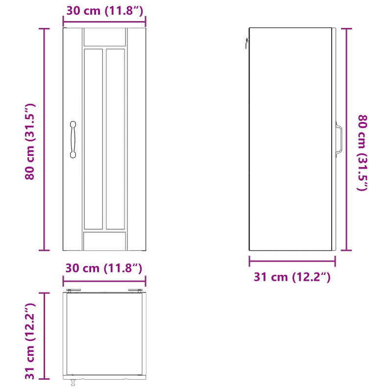 Szafka kuchenna 2 pcs Brązowy dąb 30 x 31 x 80 cm