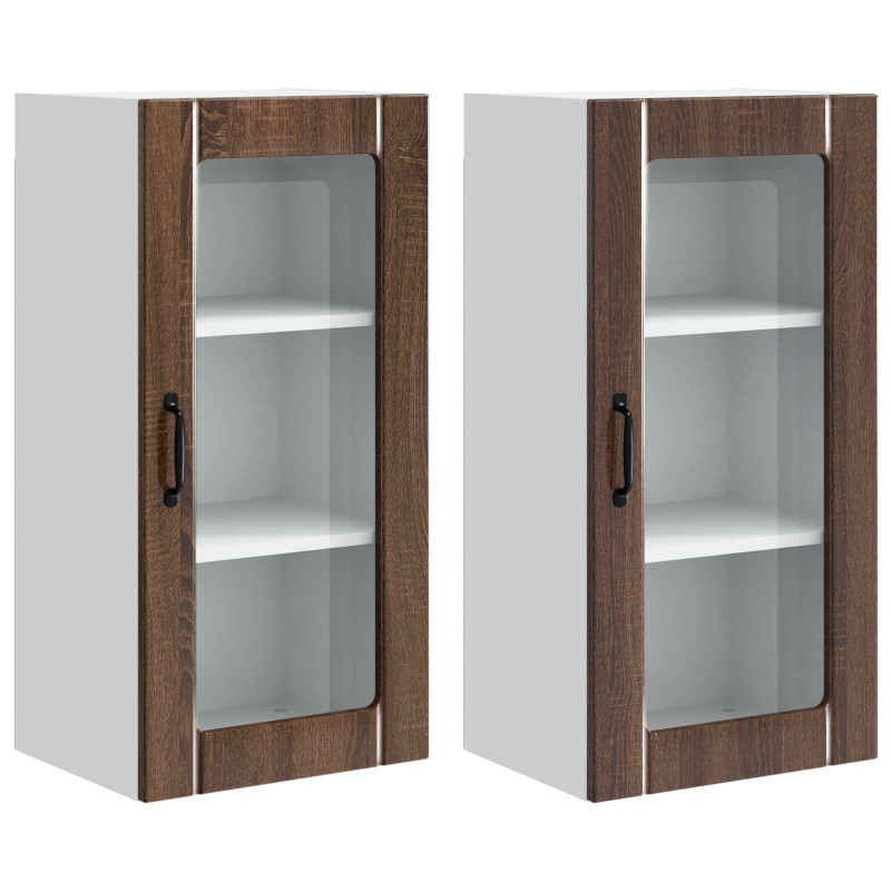 Szafka kuchenna z półką 2 pcs Brązowy dąb 40 x 31 x 80 cm