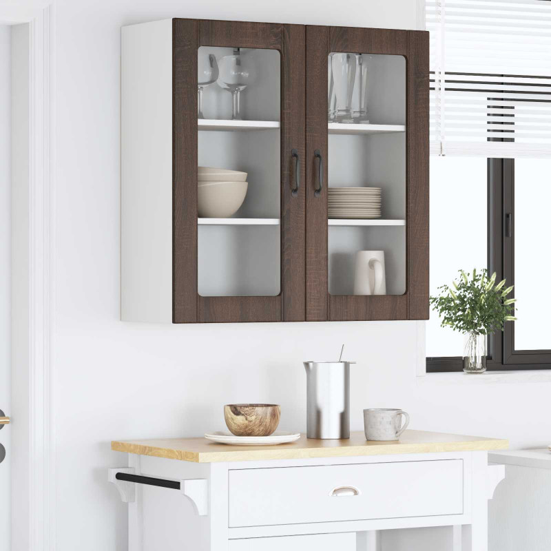 Szafka kuchenna z półką 2 pcs Brązowy dąb 40 x 31 x 80 cm