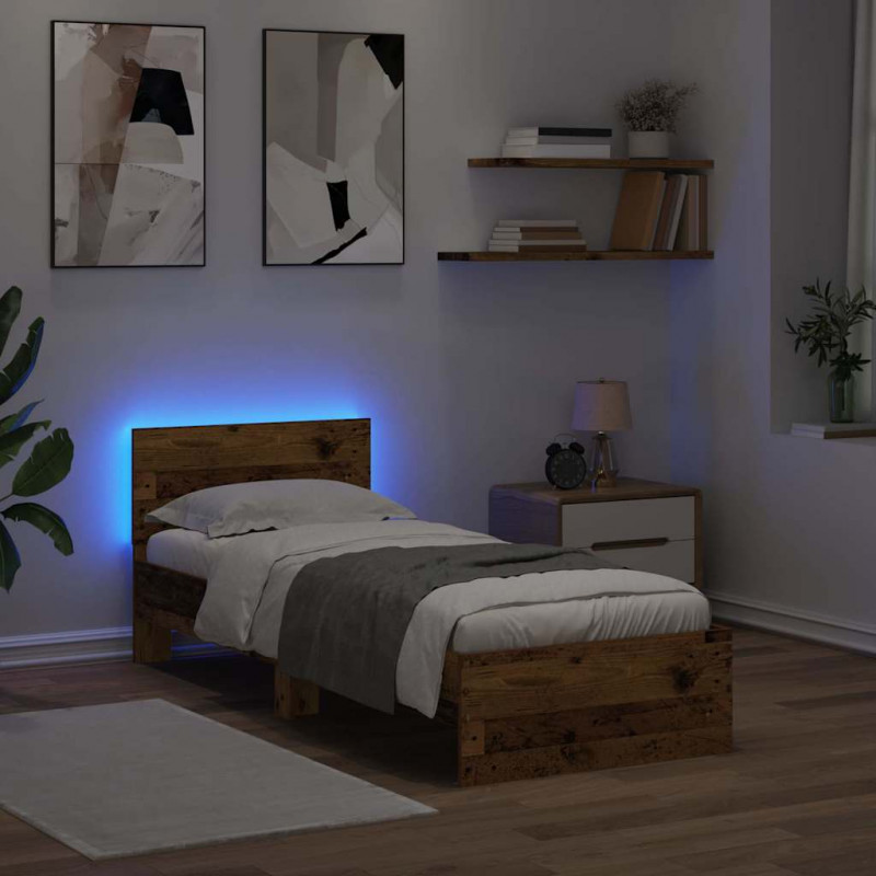 Ramka łóżka Stare drewno 75 x 190 cm Materiał drewnopochodny