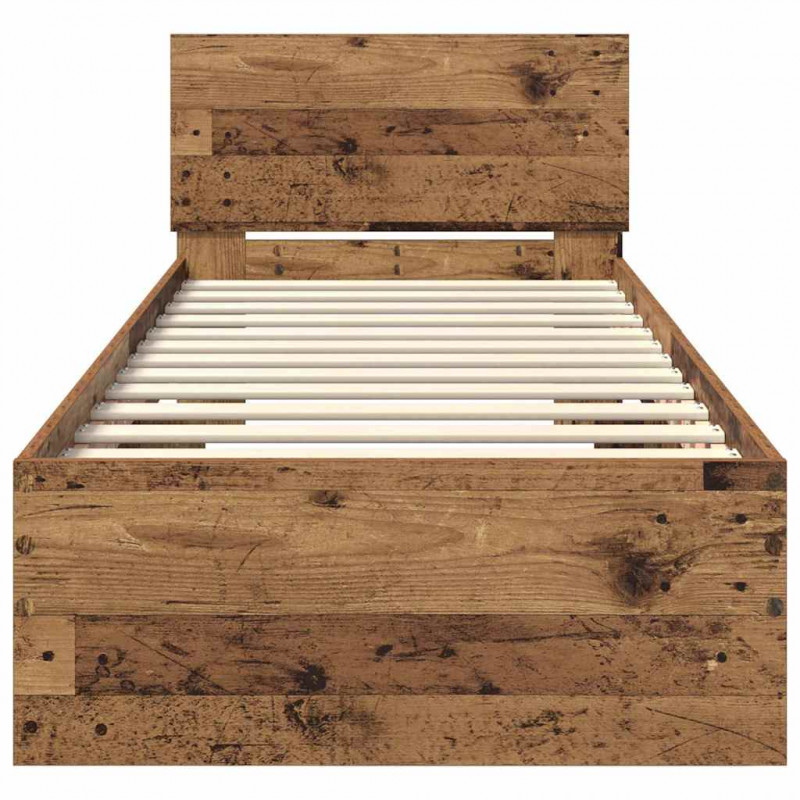 Ramka łóżka Stare drewno 75 x 190 cm Materiał drewnopochodny