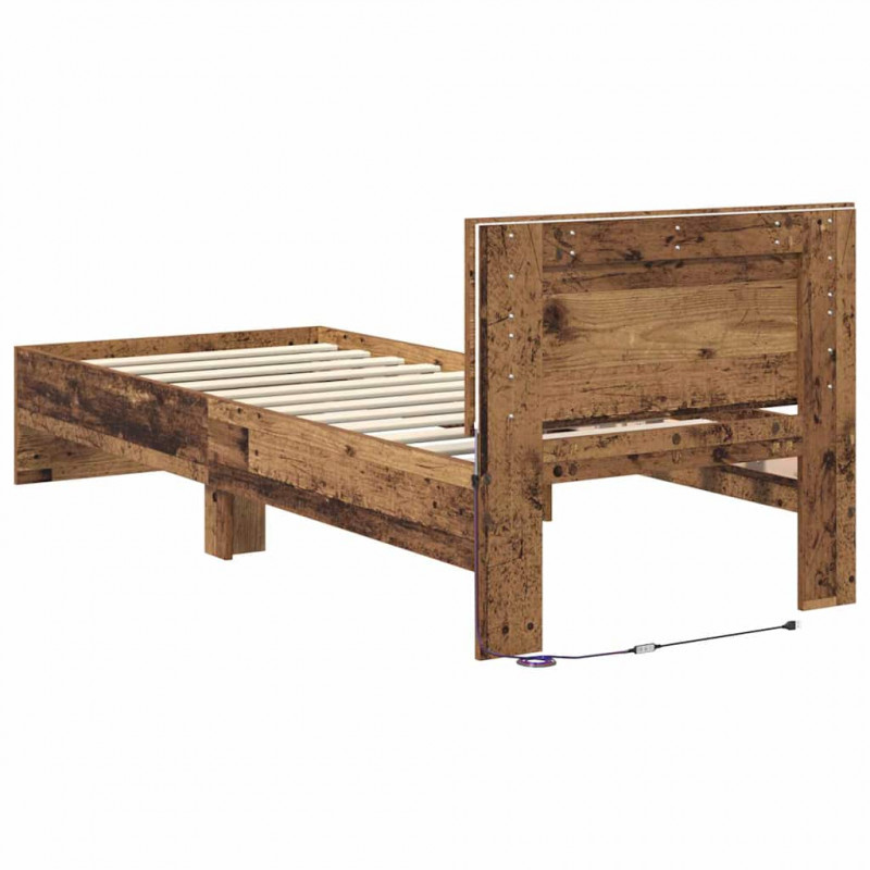 Ramka łóżka Stare drewno 75 x 190 cm Materiał drewnopochodny