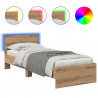 Ramka łóżka Ze LED Lights Dąb rzemieślniczy 75 x 190 cm