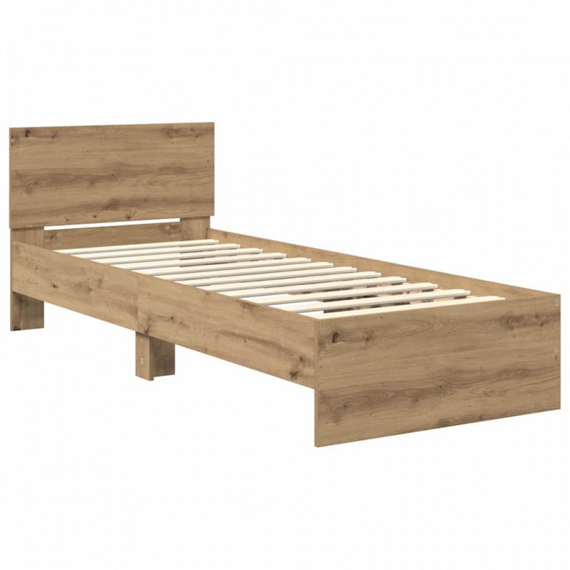 Ramka łóżka Ze LED Lights Dąb rzemieślniczy 75 x 190 cm