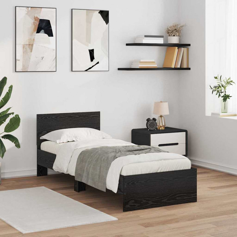 Ramka łóżka Czarny Dąb 75 x 190 cm Materiał drewnopochodny