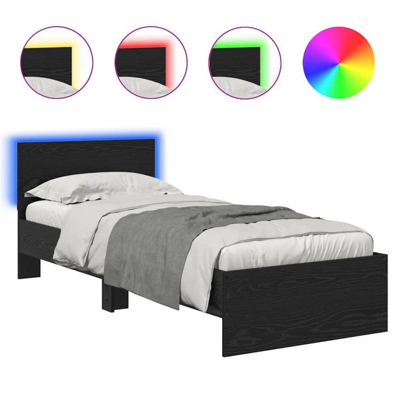 Ramka łóżka Czarny Dąb 75 x 190 cm Materiał drewnopochodny